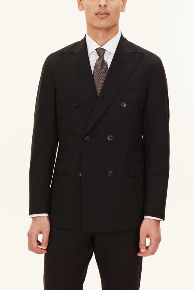 Regular Fit Double Breasted Microstructure Blazer