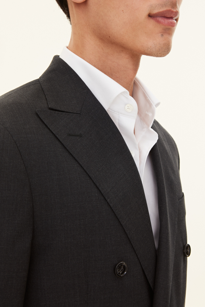 Regular Fit Dubbelknäppt Microstructure Kavaj