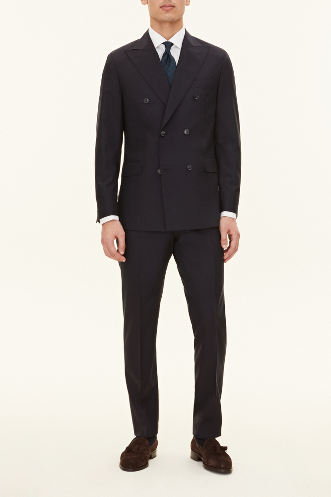 Regular Fit Double Breasted Microstructure Blazer