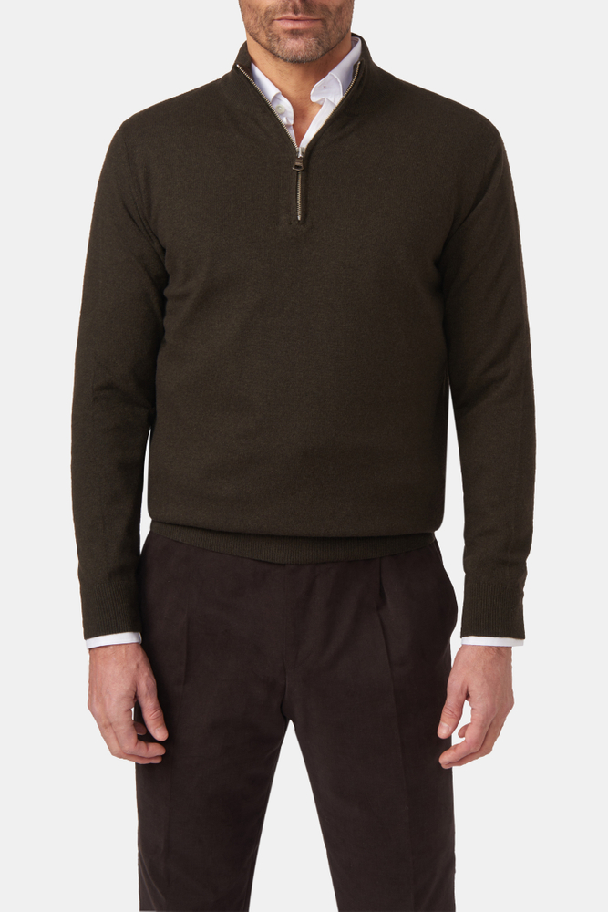 Regular Fit Half Zip Soft Wool Cashmere Sweater