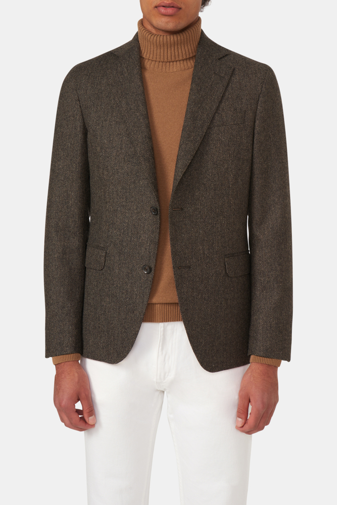Regular Fit Tweed Herringone Blazer