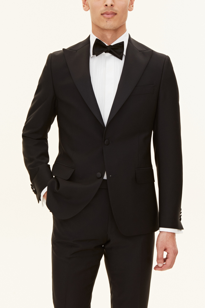 Slim Fit Tuxedo Microstructure Blazer