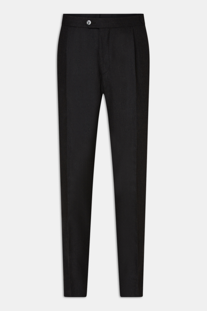 Regular Fit High Waist Flannel Trousers