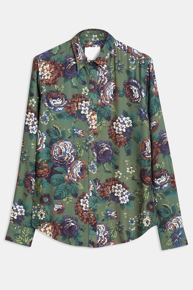 Slim Fit Blomstret Skjorte