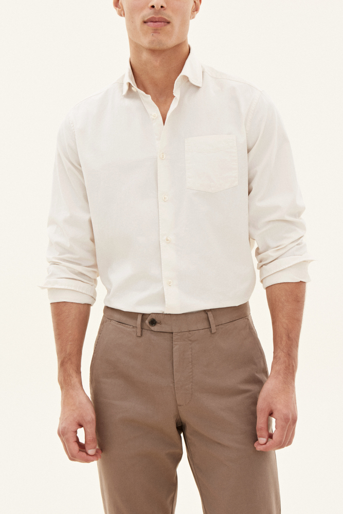 Regular Fit Wide Spread Collar Twill Shirt