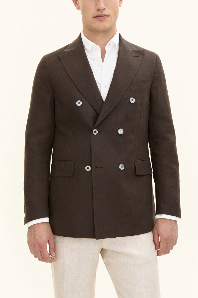 Regular Fit Double Breasted Linen Blazer