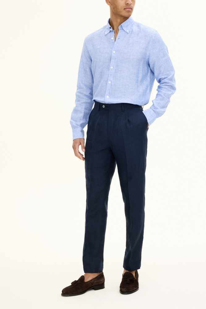 Regular Fit Linnebyxor Hög Midja