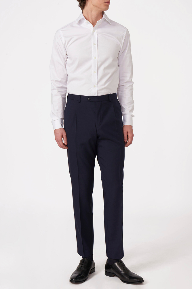 Regular Fit Microstructure Linnebyxor Hög Midja