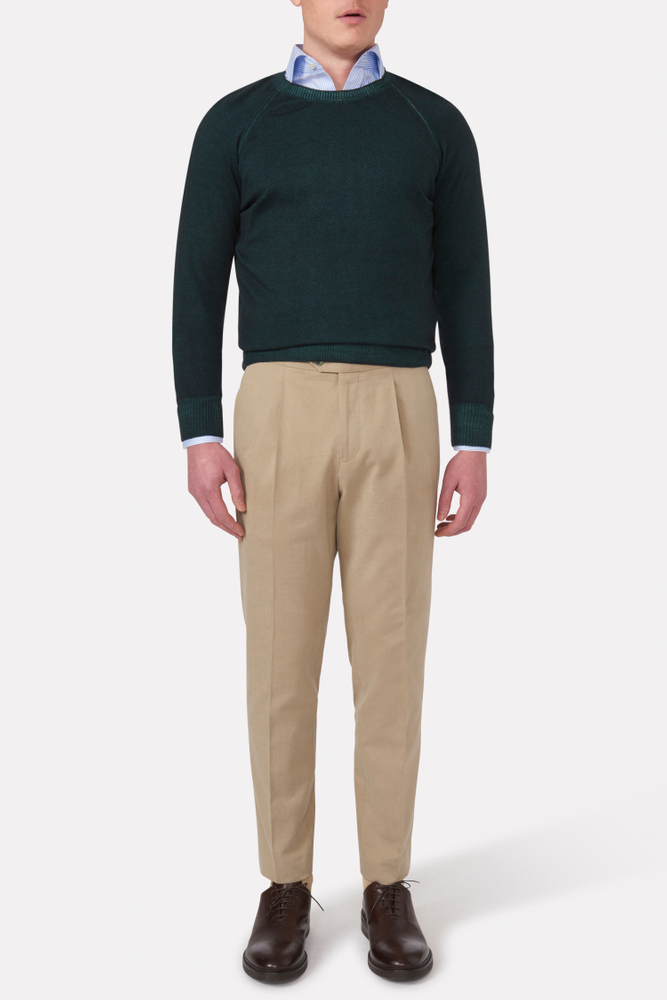 Regular Fit bukser Børstet Twill Høy Midje