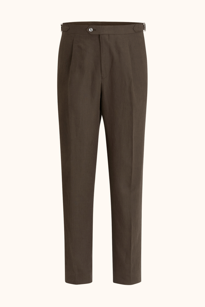 Regular Fit High Waist Linen Trousers