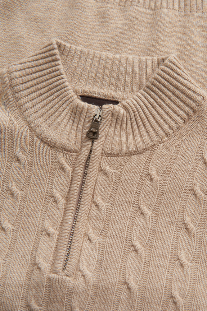 Regular Fit Half Zip Kabelstickad Tröja