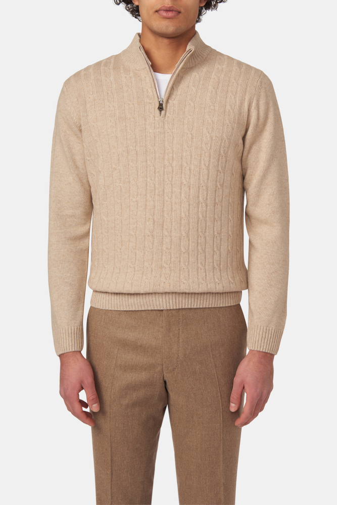 Regular Fit Half Zip Kabelstrikket Trøje