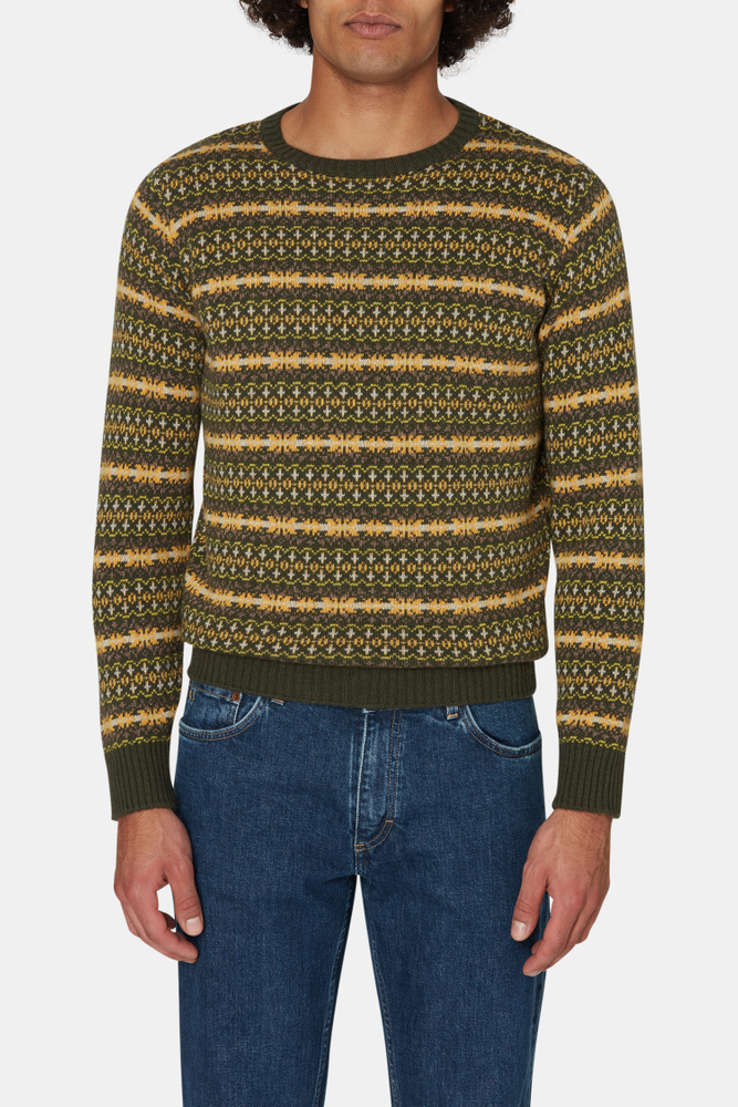 Regular Fit Jacquard Strikket Rundhalset Trøje