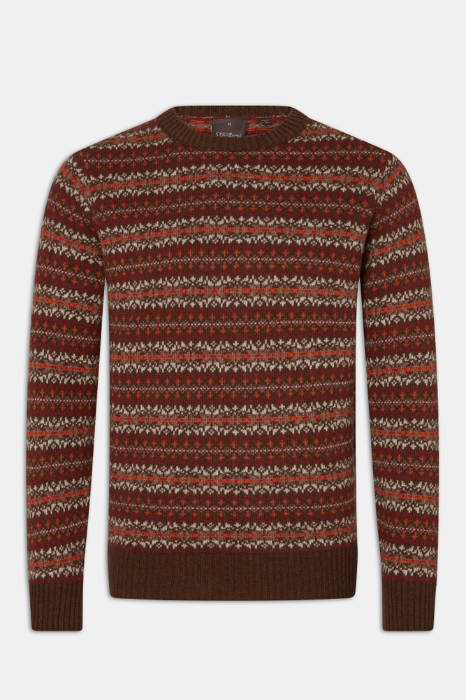 Regular Fit Jacquard Knit Roundneck