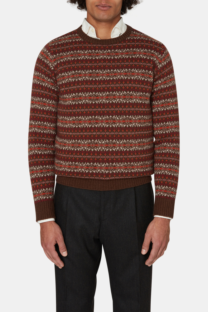 Regular Fit Jacquard Strikket Rundhalset Genser