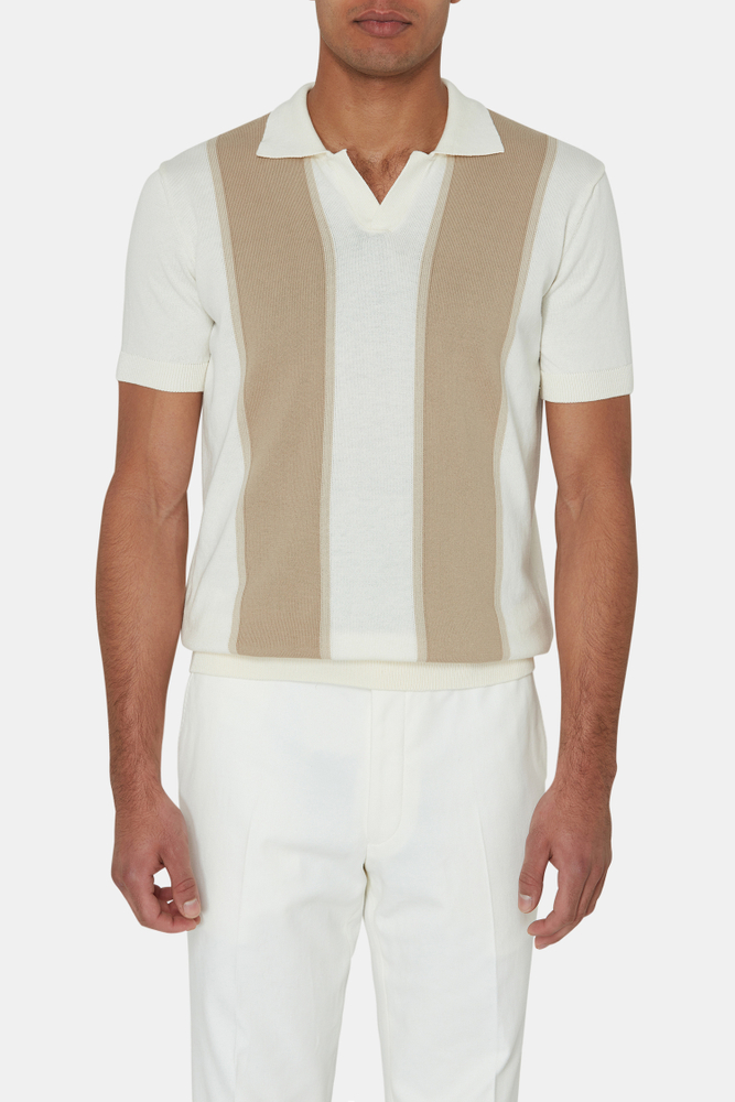 Slim Fit Striped Knit Poloshirt