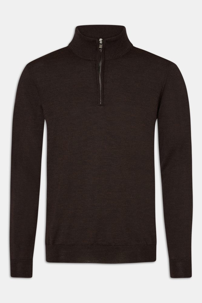 Regular Fit Half Zip Trøje Extra Fine Merinould
