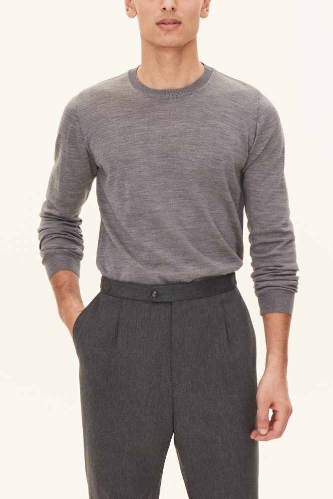 Slim Fit Rundhalsad Tröja Extra Fine Merinoull