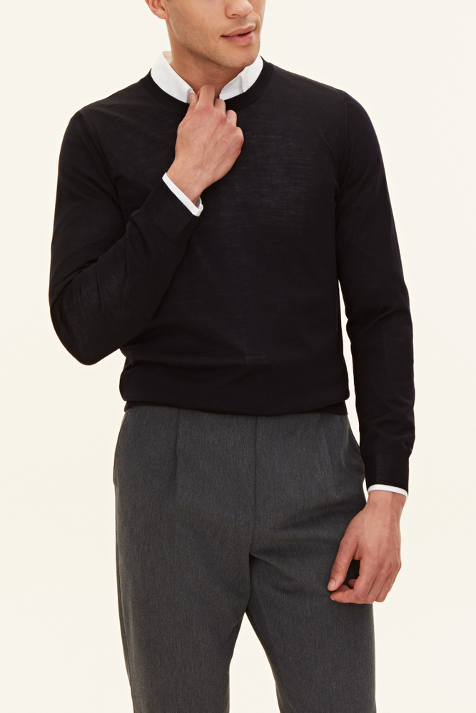 Slim Fit Rundhals Trøje Extra Fine Merinould