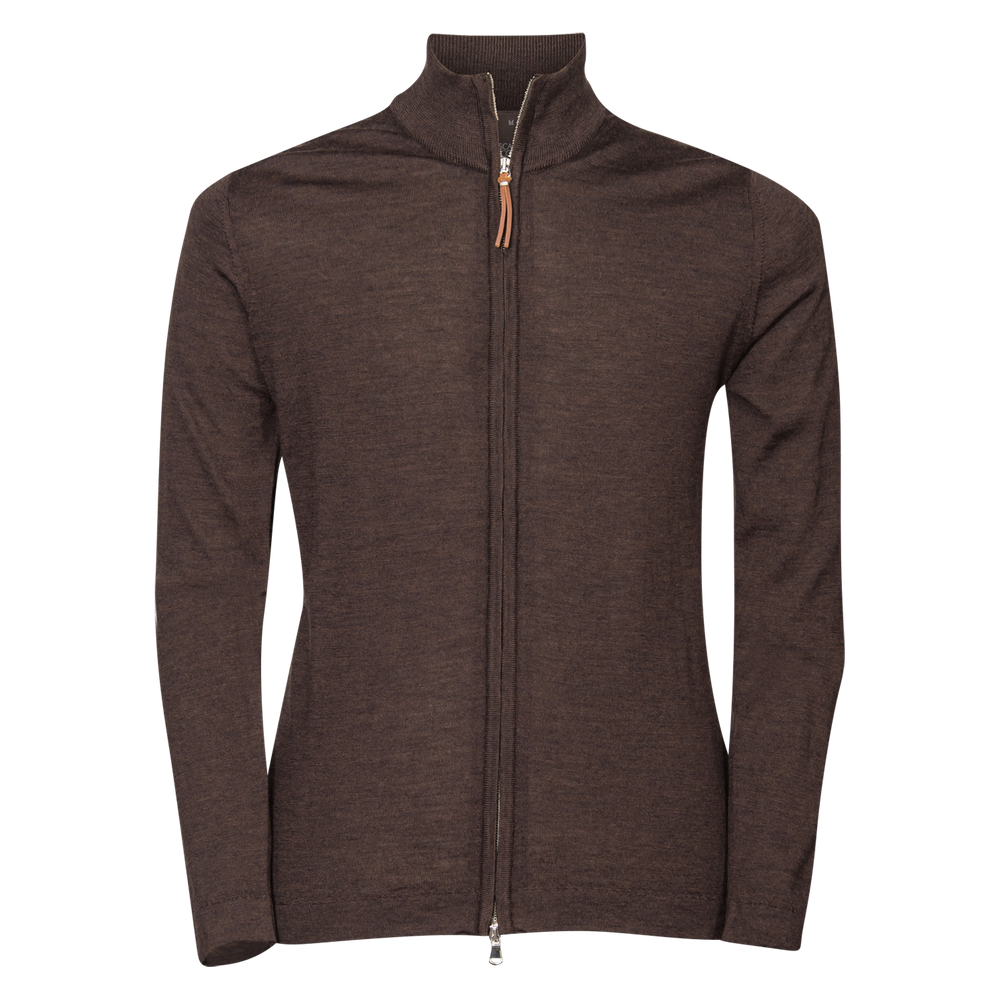 Regular Fit Full Zip Extra Fine Merino Wool Cardigan