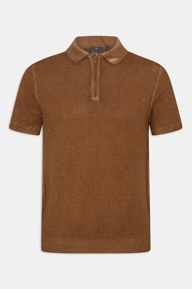 Slim Fit Strukturerad Stickad Piké