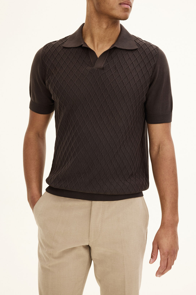 Slim Fit Structured Knit Poloshirt