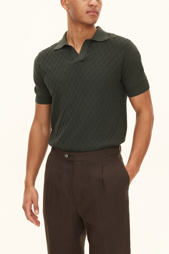 Slim Fit Strukturert Kabelstrikket Polo