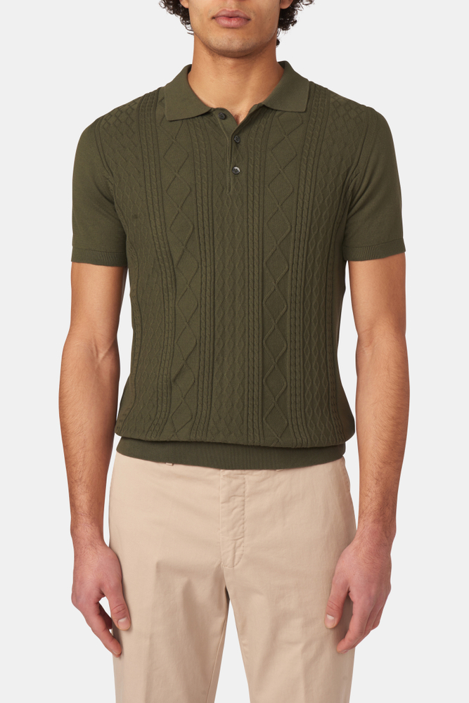 Slim Fit Structured Knit Poloshirt
