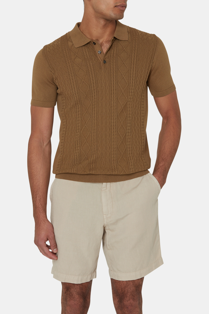 Slim Fit Structured Knit Poloshirt