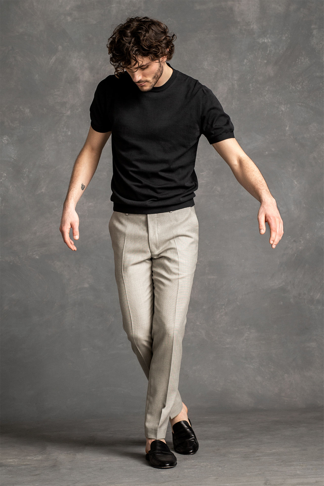 Slim Fit Finstrikket T-shirt