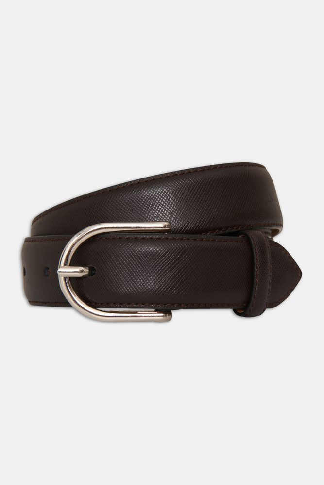 Round Buckle Saffiano Belt