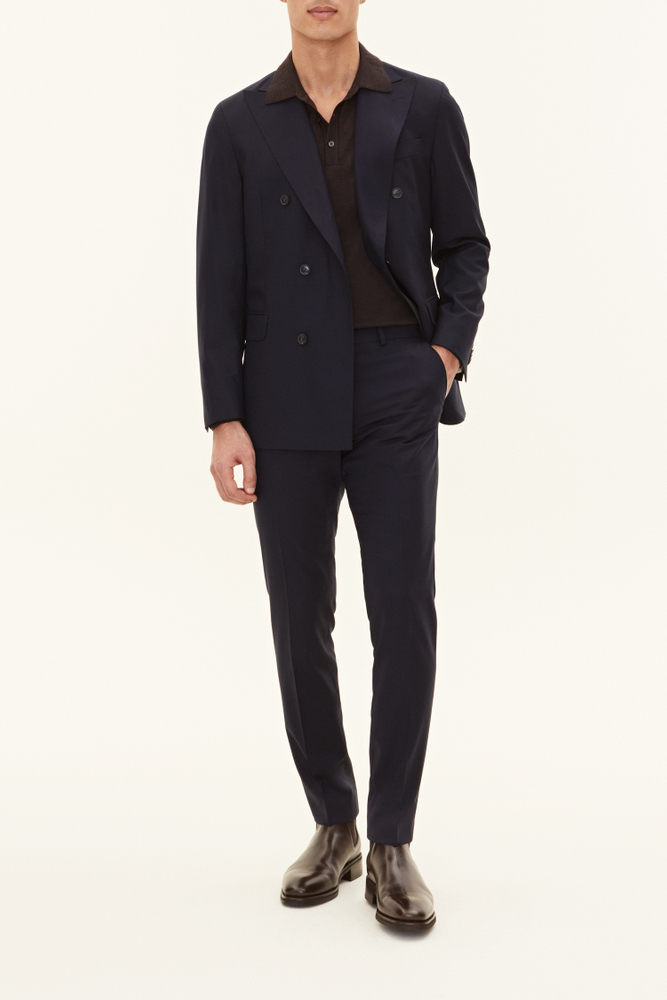 Regular Fit Double Breasted Microstructure Suit