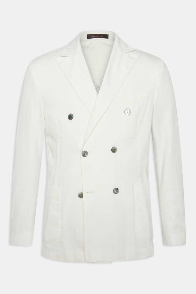 Regular Fit Double Breasted Herringbone Structure Blazer