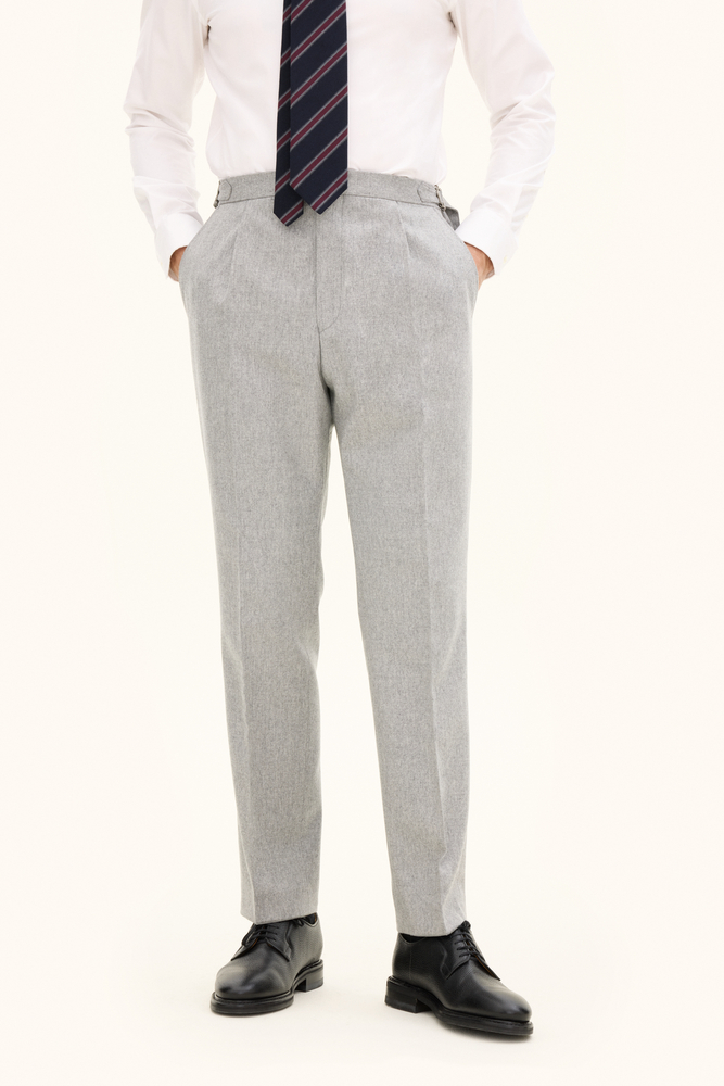 Regular Fit High Waist Flannel Trousers