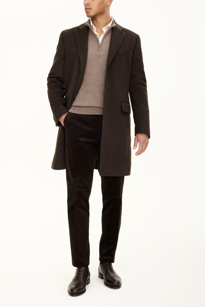 Slim Fit Brushed Wool Coat