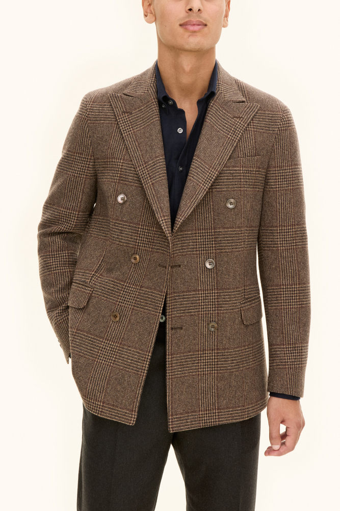 Regular Fit Double Breasted Microstructure Blazer