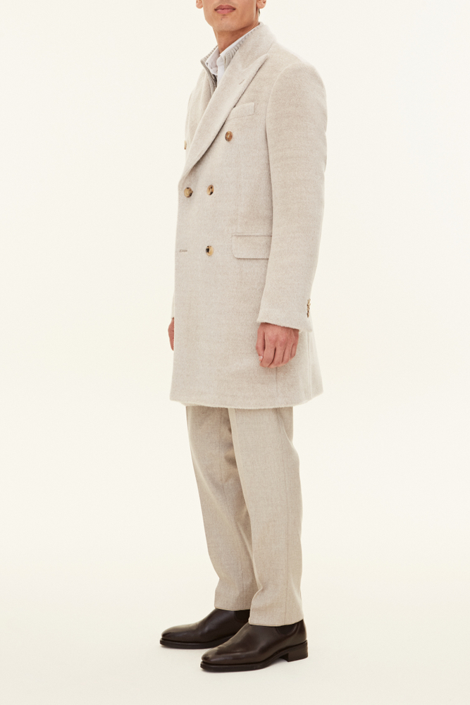 Regular Fit Double Breasted Brushed Alpaca Coat