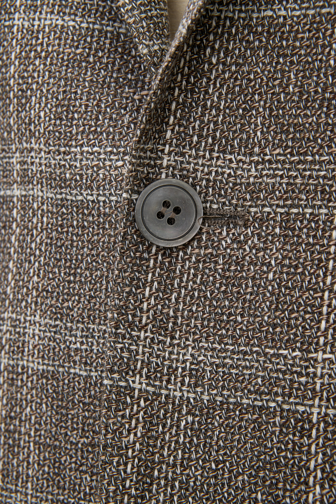Regular Fit Rutete Lin og Ullblazer