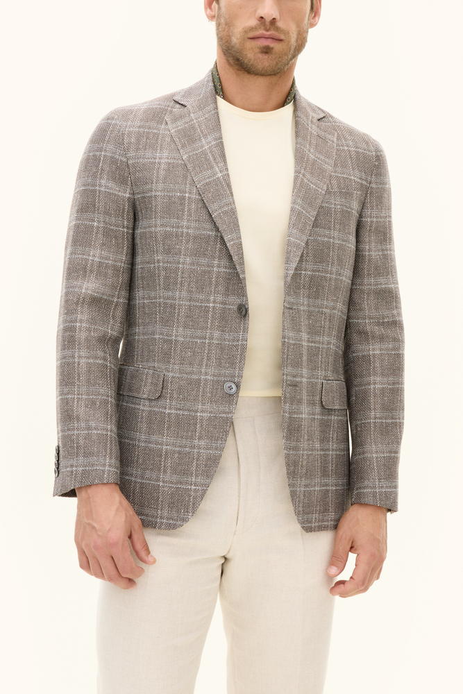 Regular Fit Rutig Linne och Ullkavaj