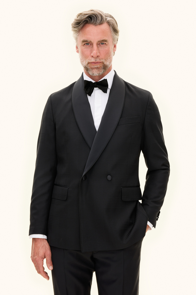 Regular Fit Glencheck Tuxedo Blazer