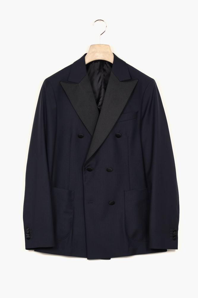 Slim Fit Microstructure Dubbelknäppt Smokingkavaj
