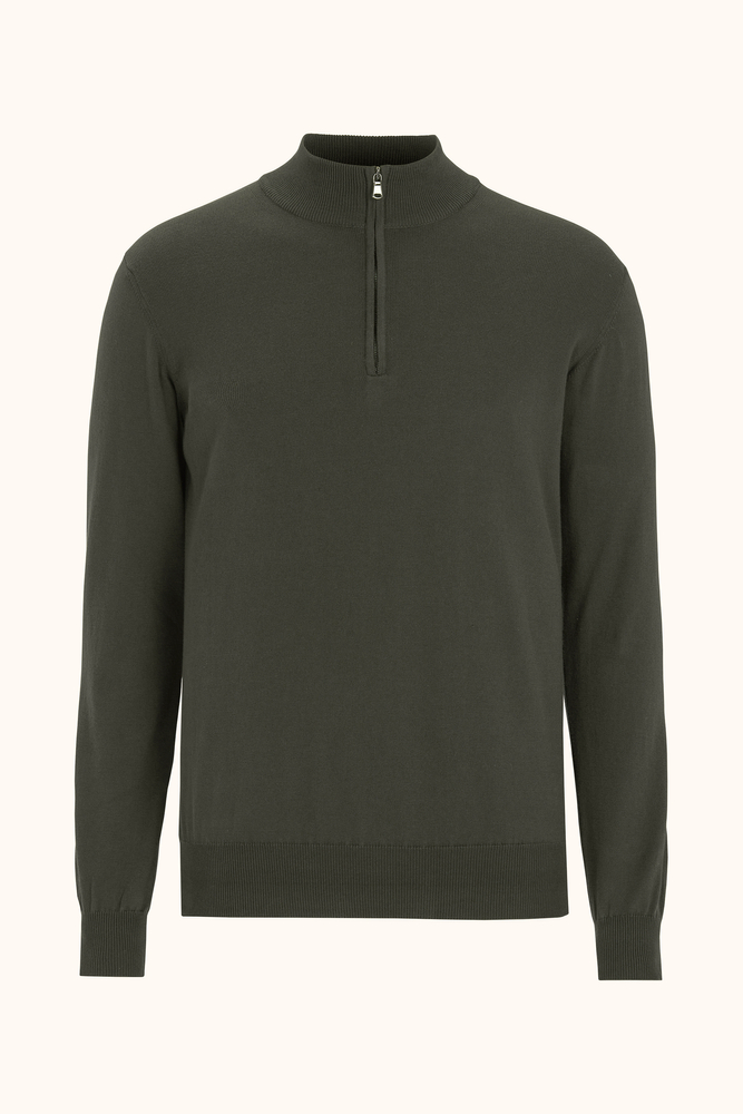 Regular Fit Half Zip Bomuld Sweater
