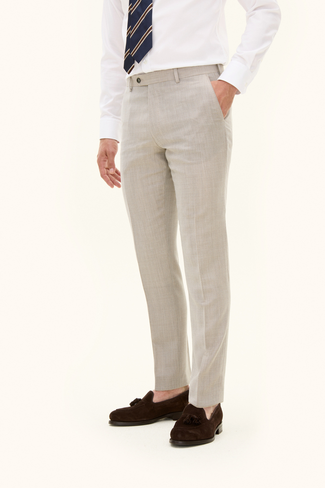 Regular Fit Structured Wool Trousers