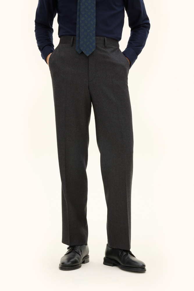 Regular Fit Stretch Flanellbyxor Hög Midja