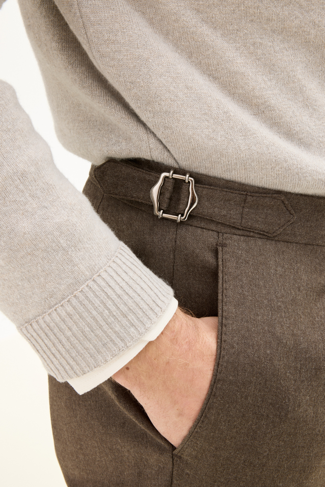 Regular Fit Stretch Flanellbyxor Hög Midja