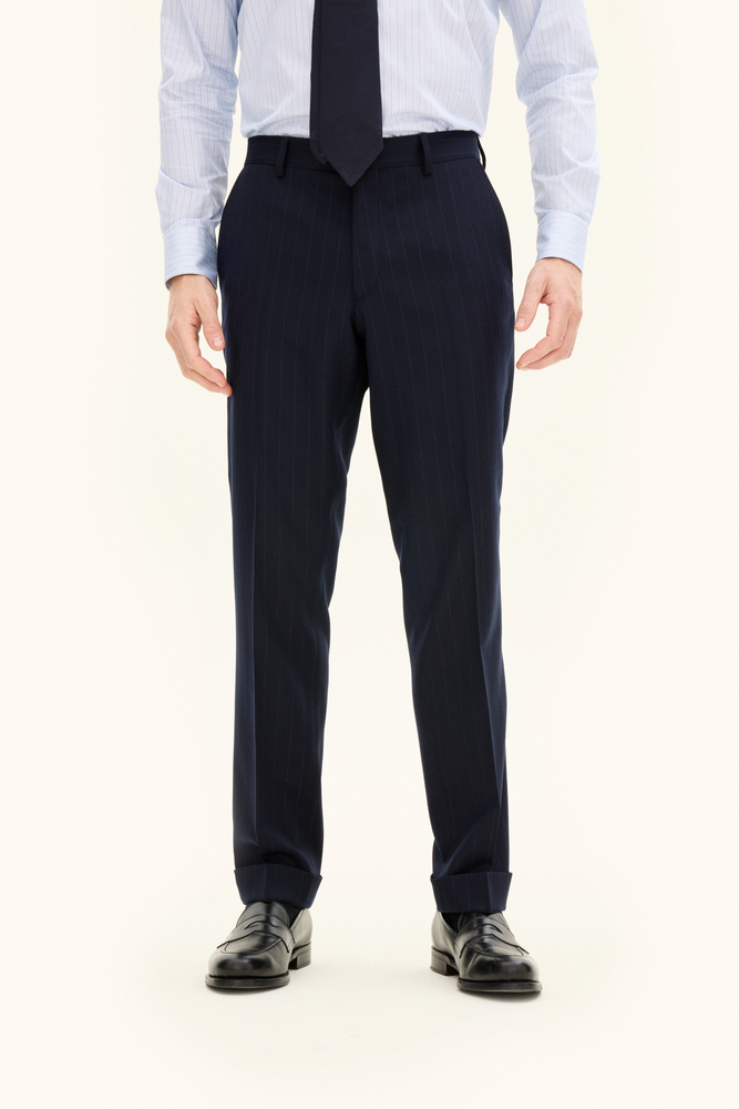 Slim Fit Randiga Flanellbyxor