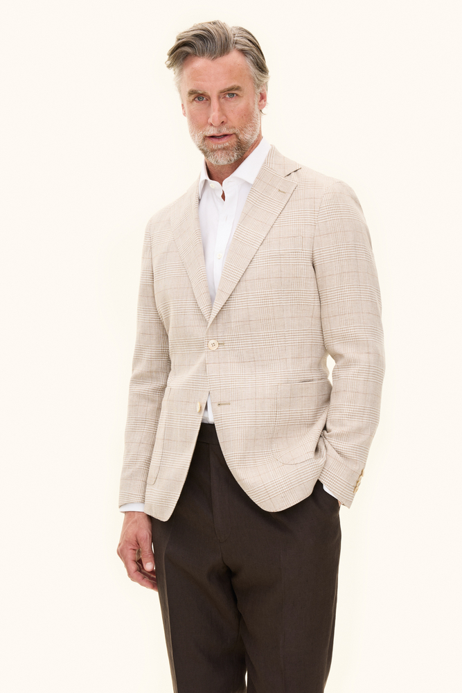 Regular Fit Linen Glencheck Blazer