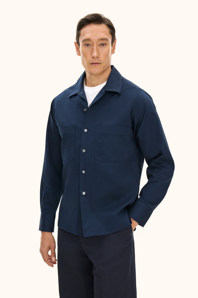 Straight Fit Bowling Krage Twill Skjorta