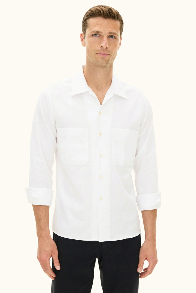 Straight Fit Bowling Krage Twill Skjorta