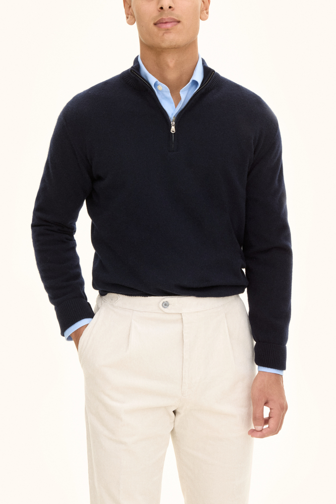Regular Fit Half Zip Tröja Ullblandning